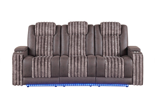U8000 BROWN PWR REC SOFA W/PHR, DDT, READING LIGHT & LED LIGHT - Pay Less Furniture (NJ)
