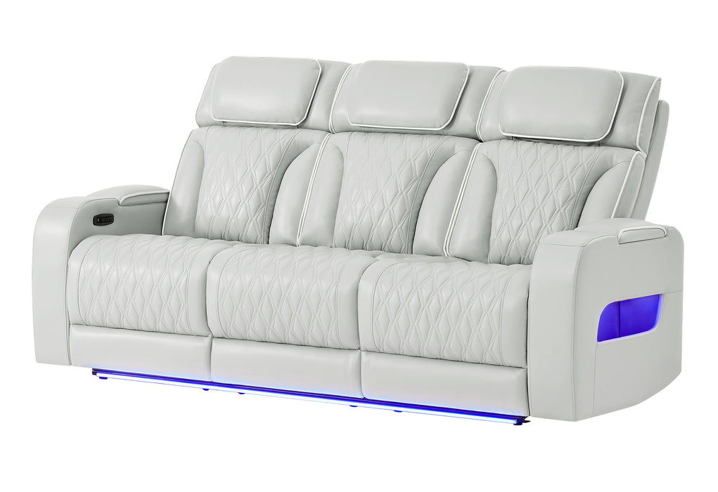 U8611 BLANCHE SILVER PWR REC SOFA WITH PHR AND LED - Pay Less Furniture (NJ)