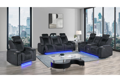 U8000 BLACK PWR REC SOFA/PWR CON REC LOVESEAT/PWR RECLINER W/PHR - Pay Less Furniture (NJ)