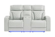 U8611 BLANCHE SILVER PWR CON REC LOVESEAT WITH PHR, LED & SPEAKER - Pay Less Furniture (NJ)