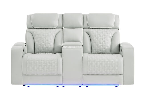 U8611 BLANCHE SILVER PWR CON REC LOVESEAT WITH PHR, LED & SPEAKER - Pay Less Furniture (NJ)