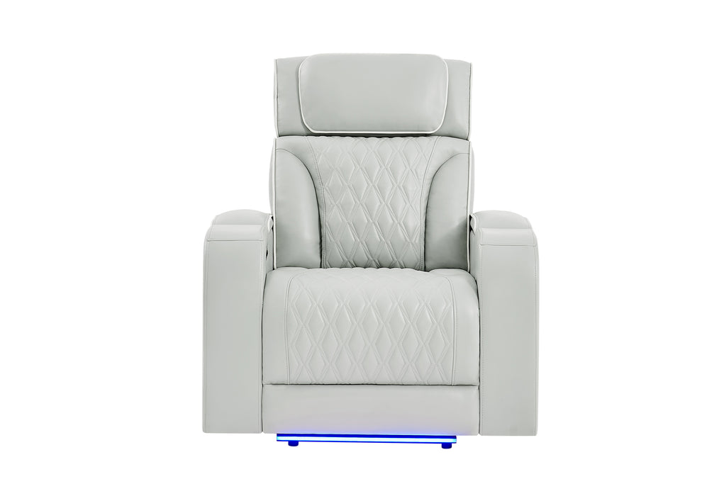 U8611 BLANCHE SILVER POWER RECLINER WITH POWER HEADREST AND LED - Pay Less Furniture (NJ)