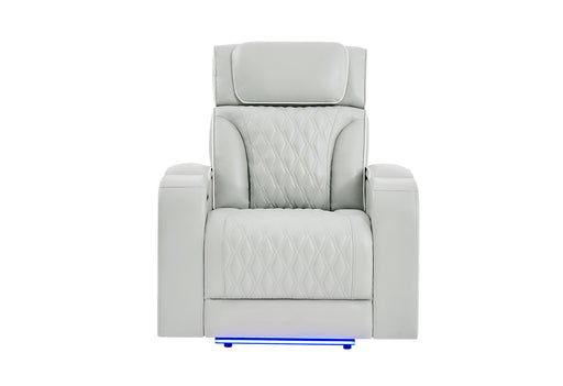 U8611 BLANCHE SILVER POWER RECLINER WITH POWER HEADREST AND LED - Pay Less Furniture (NJ)