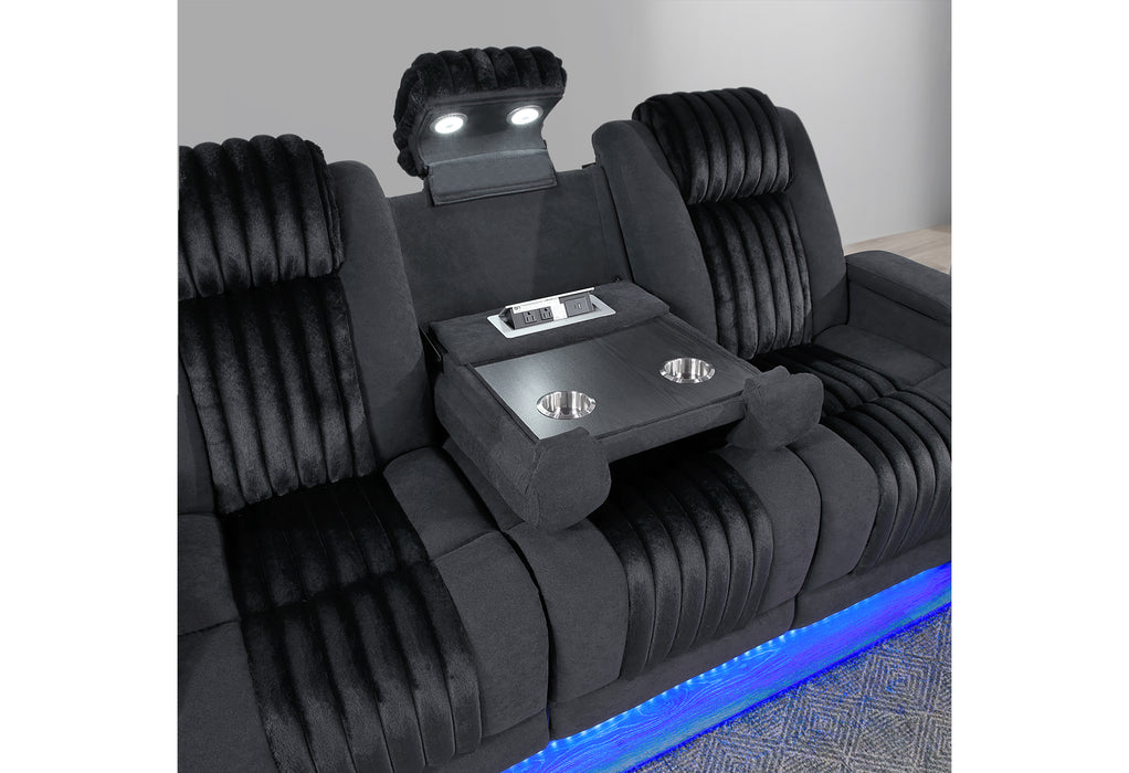 U8000 BLACK PWR REC SOFA/PWR CON REC LOVESEAT/PWR RECLINER W/PHR - Pay Less Furniture (NJ)