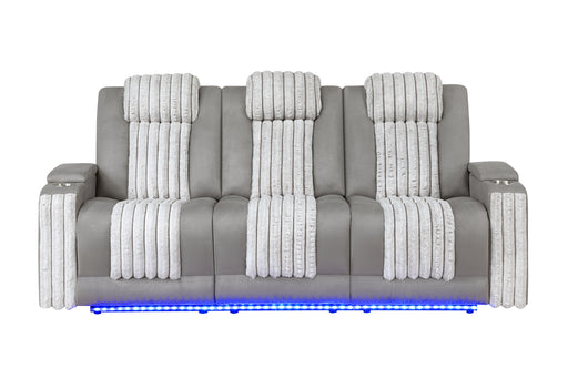 U8000 GREY PWR REC SOFA W/PHR, DDT, READING LIGHT & LED LIGHT - Pay Less Furniture (NJ)