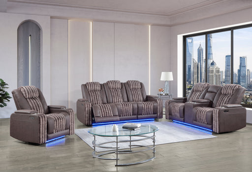 U8000 BROWN PWR REC SOFA/PWR CON REC LOVESEAT/PWR RECLINER W/PHR - Pay Less Furniture (NJ)