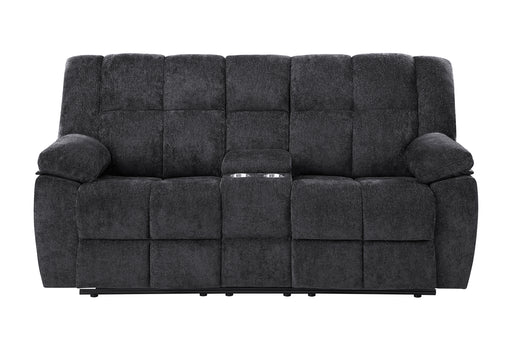 U6000 BLACK CONSOLE RECLINING LOVESEAT - Pay Less Furniture (NJ)