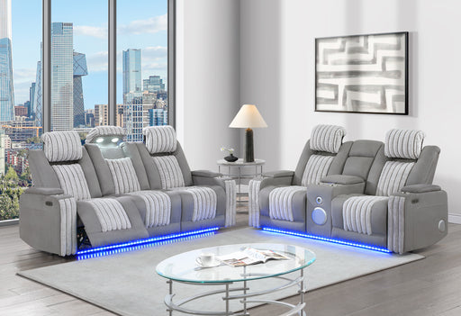 U8000 GREY PWR REC SOFA/PWR CONSOLE REC LOVESEAT W/PHR - Pay Less Furniture (NJ)