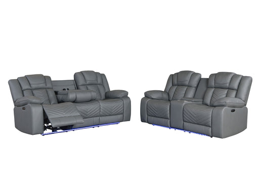 U7068 GREY 10 PWR REC SOFA/PWR CONSOLE REC LOVESEAT/PWR RECLINER W/LED - Pay Less Furniture (NJ)
