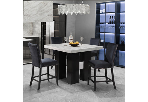 D04 WHITE BAR TABLE AND 6 D04 BLACK BAR STOOL - Pay Less Furniture (NJ)