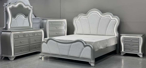 ARIA SILVER QUEEN BED WITH LED - Pay Less Furniture (NJ)