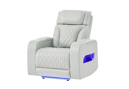 U8611 BLANCHE SILVER POWER RECLINER WITH POWER HEADREST AND LED - Pay Less Furniture (NJ)