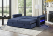 U0211 NAVY PULL OUT SOFA BED WITH LED ACRYLIC SHELVES AND SPEAKERS - Pay Less Furniture (NJ)
