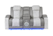 U8000 GREY PWR CONSOLE REC LOVESEAT W/PHR, LED AND SPEAKER - Pay Less Furniture (NJ)
