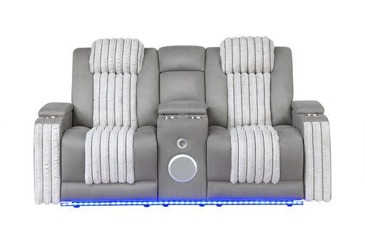 U8000 GREY PWR CONSOLE REC LOVESEAT W/PHR, LED AND SPEAKER - Pay Less Furniture (NJ)