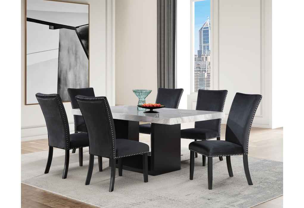D02 DINING TABLE + 6 D03 BLACK DINING CHAIRS - Pay Less Furniture (NJ)
