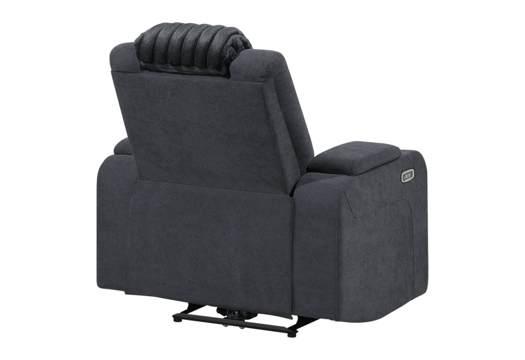 U8000 BLACK POWER RECLINER W/ POWER HEADREST & LED LIGHT - Pay Less Furniture (NJ)