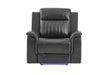 U8879 CHARCOAL PWR REC SOFA/PWR CON REC LOVESEAT W/LED & GL SS - Pay Less Furniture (NJ)
