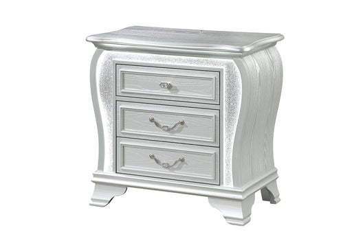 ARIA SILVER NIGHTSTAND WITH LED - Pay Less Furniture (NJ)