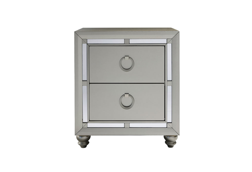 RILEY SILVER NIGHTSTAND - Pay Less Furniture (NJ)