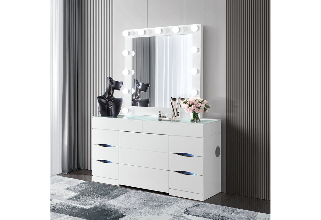 ELLA WHITE VANITY WITH SPEAKER - Pay Less Furniture (NJ)