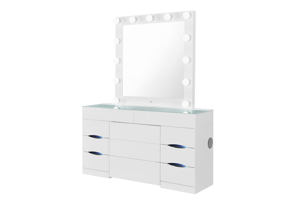 ELLA WHITE VANITY WITH SPEAKER - Pay Less Furniture (NJ)