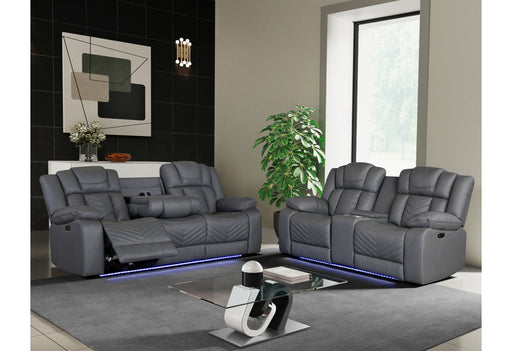 U7068 GREY 10 PWR REC SOFA/PWR CON REC LOVESEAT WITH LED - Pay Less Furniture (NJ)