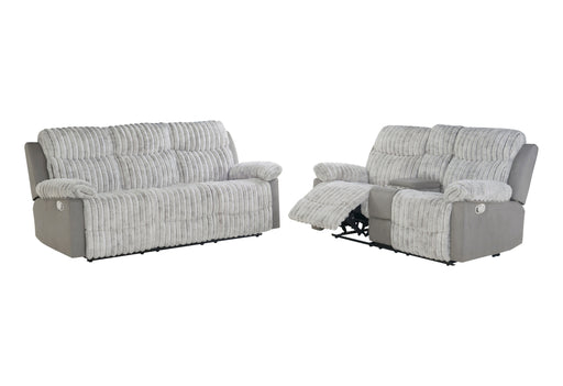 U6028 GREY RECLINING SOFA/CONSOLE RECLINING LOVESEAT - Pay Less Furniture (NJ)
