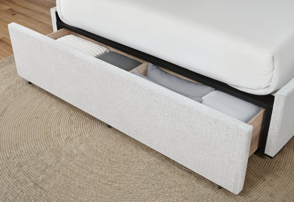 SADIE BEIGE QUEEN BED WITH STORAGE - Pay Less Furniture (NJ)