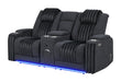 U8000 BLACK PWR CONSOLE REC LOVESEAT W/PHR, LED AND SPEAKER - Pay Less Furniture (NJ)