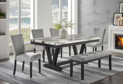 D1319 BLK/WHT DINING TABLE, 4 D1319 LT GREY DC & D1319 LT GREY BN - Pay Less Furniture (NJ)