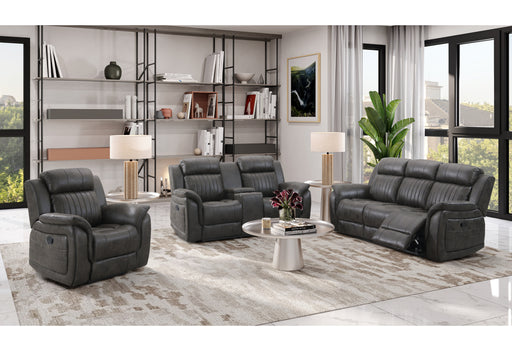 U8517 GREY RECLINING SOFA/CONSOLE RECLINING LOVESEAT/GLIDER RECLINER - Pay Less Furniture (NJ)