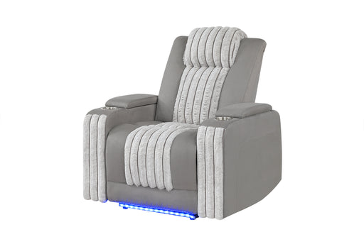 U8000 GREY POWER RECLINER W/ POWER HEADREST & LED LIGHT - Pay Less Furniture (NJ)