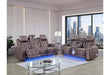 U8000 BROWN PWR REC SOFA/PWR CONSOLE REC LOVESEAT W/PHR - Pay Less Furniture (NJ)
