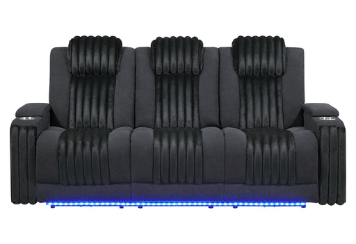 U8000 BLACK PWR REC SOFA W/PHR, DDT, READING LIGHT & LED LIGHT - Pay Less Furniture (NJ)