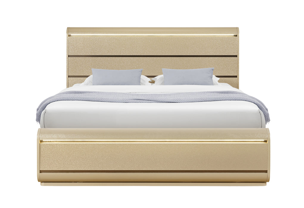GENESIS GOLD KING BED WITH LED - Pay Less Furniture (NJ)