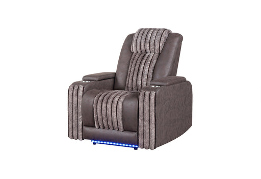 U8000 BROWN POWER RECLINER W/ POWER HEADREST & LED LIGHT - Pay Less Furniture (NJ)