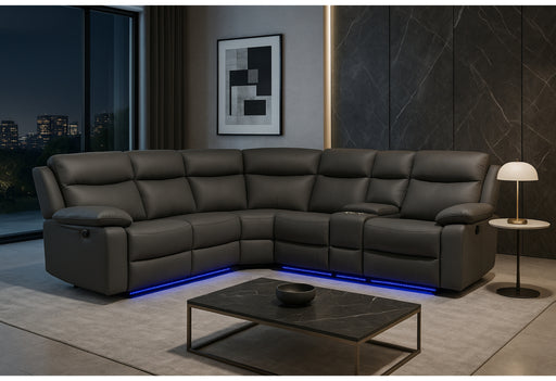 U6026 GREY PU 46A RIGHT SIDE FACING SECTIONAL WITH LED AND SPEAKER - Pay Less Furniture (NJ)