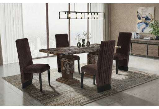 D12 BROWN DINING TABLE WITH 4 D12 BROWN DINING CHAIRS - Pay Less Furniture (NJ)