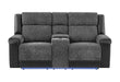 U5915 GREY/BLACK CONSOLE REC LOVESEAT W/IMMERSIVE SOUND & BLUE LED - Pay Less Furniture (NJ)