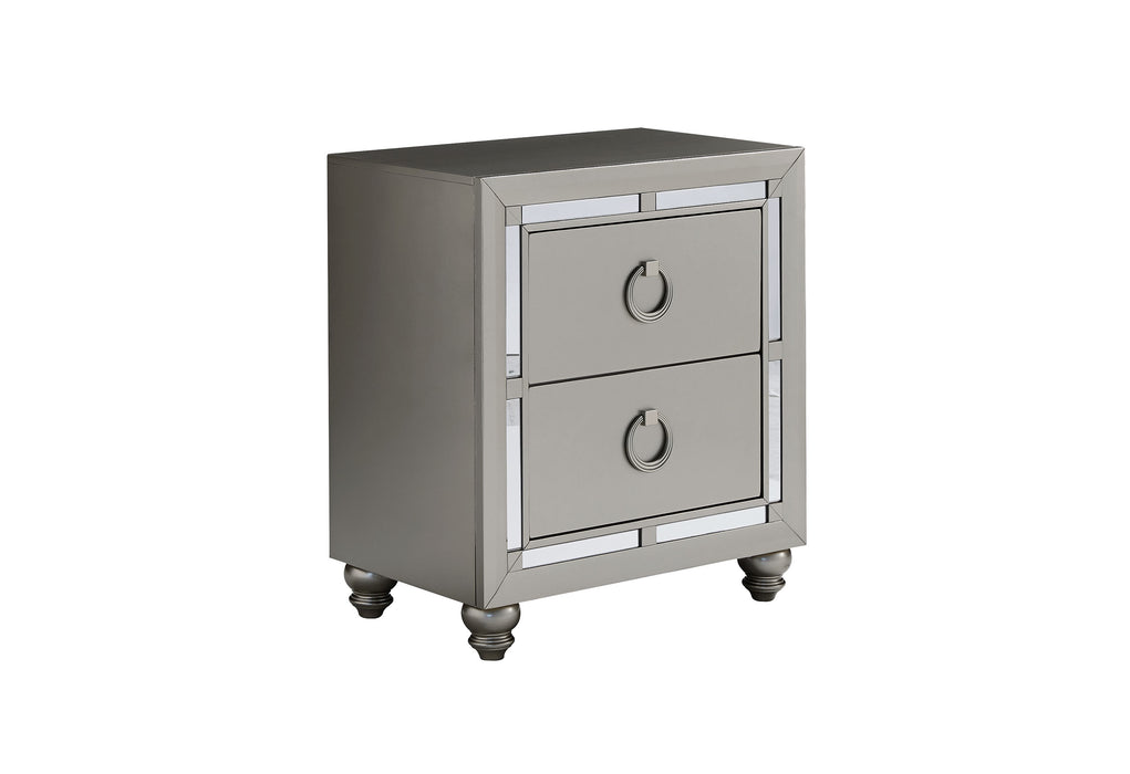 RILEY SILVER NIGHTSTAND - Pay Less Furniture (NJ)
