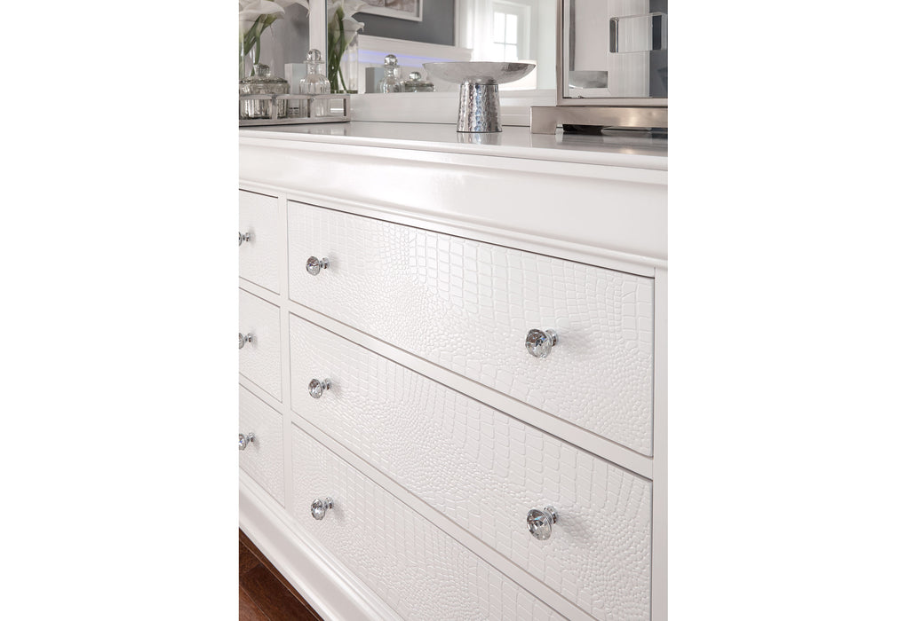 POMPEI METALLIC WHITE QUEEN BED GROUP WITH LED - Pay Less Furniture (NJ)