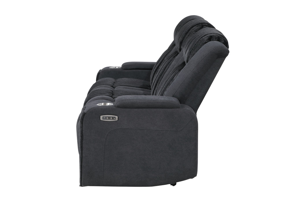 U8000 BLACK PWR REC SOFA W/PHR, DDT, READING LIGHT & LED LIGHT - Pay Less Furniture (NJ)