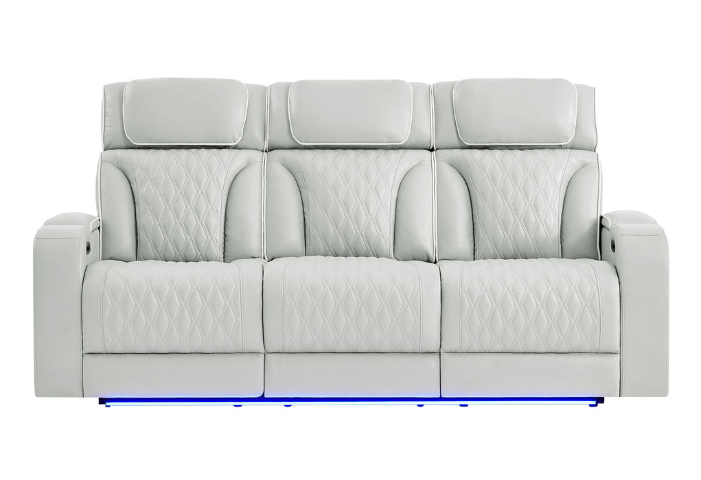 U8611 BLANCHE SILVER PWR REC SOFA WITH PHR AND LED - Pay Less Furniture (NJ)