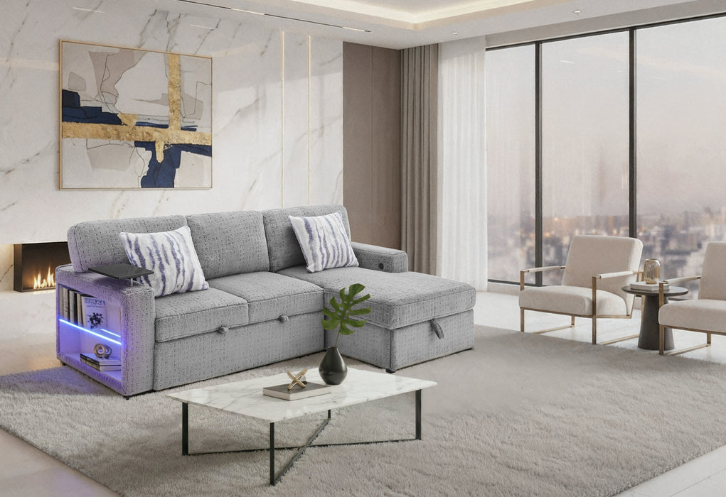 U0214 GREY SOFA BED - Pay Less Furniture (NJ)