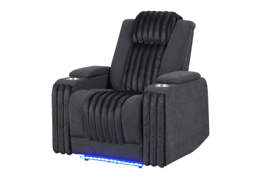 U8000 BLACK POWER RECLINER W/ POWER HEADREST & LED LIGHT - Pay Less Furniture (NJ)
